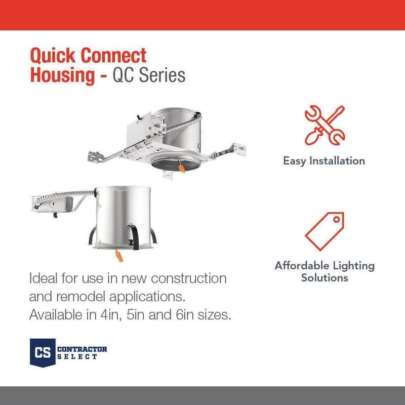 Juno 4" Quick Connect Housing for LED Recessed Lights for New Construction, IC Rated, Air-Loc Sealed LED Recessed Light Housing, Includes Prewired Junction Box for Ceiling Lighting, 6-Pack - Image 2